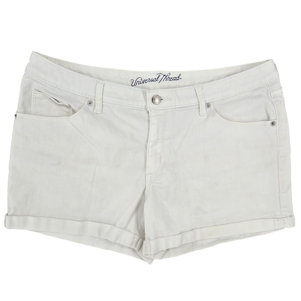 Universal Thread 14/32R Mid Rise Midi Denim Shorts Womens White Casual Classic